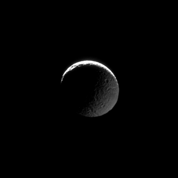Mimas in Saturnshine