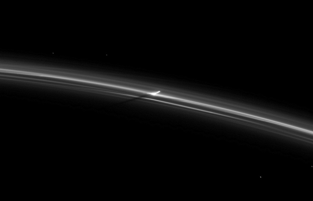 Shadow cast by F ring material