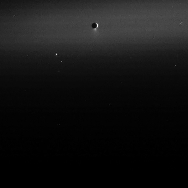 Enceladus may be spraying an ocean into space (NASA/JPL/SSI)