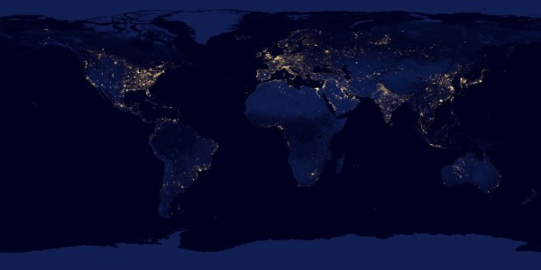 Full world map projection of Suomi NPP nighttime images