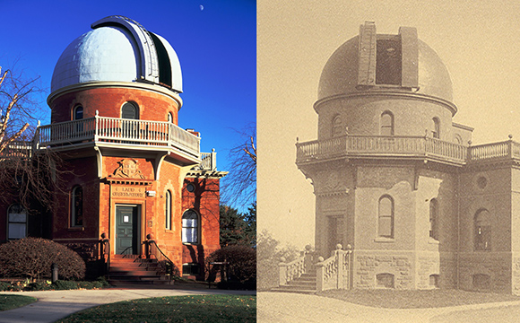 Ladd Observatory in Providence, RI, seen today and after its opening in 1891 (Brown University)