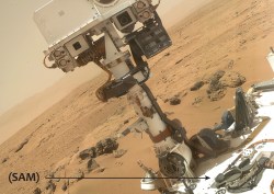 SAM (Sample Analysis on Mars) is a microwave-oven-sized instrument inside Curiosity that can test the compositions of samples