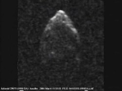 Frame from an animation of 1950 DA rotating. CLICK TO PLAY