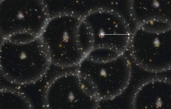 An artist's conception of the measurement scale of the universe from BOSS (Image by Zosia Rostomian, Lawrence Berkeley National Laboratory)