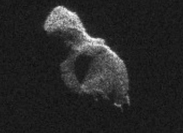 Radar image of the 1300-foot-long asteroid 2104 HQ124. 