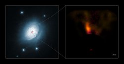 Hubble optical image (left) and VLT infrared image (right) of the circumstellar disk surrounding HD 100546. (ESO/NASA/ESA/Ardila et al.)