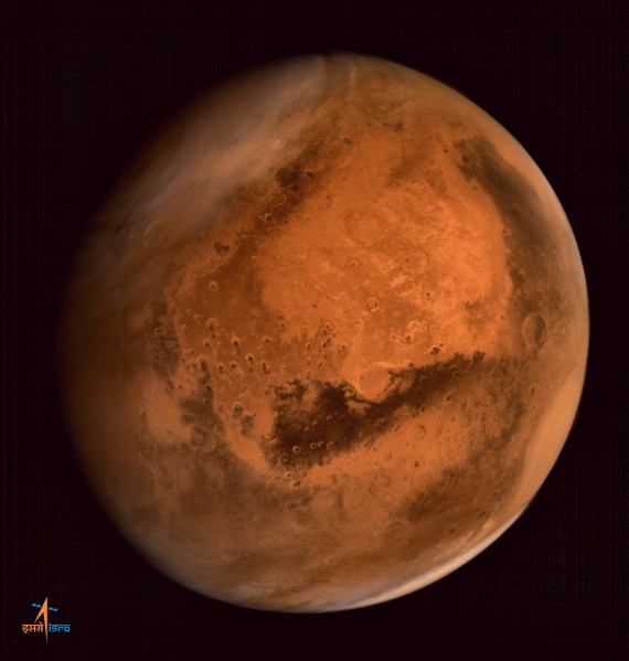 Image from India's Mars Orbiter Mission's Mars Colour Camera (Credit: ISRO)
