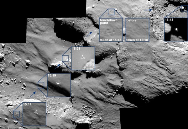 Rosetta's OSIRIS camera spotted Philae's journey across the surface of 67P (ESA/Rosetta/MPS for OSIRIS Team MPS/UPD/LAM/IAA/SSO/INTA/UPM/DASP/IDA)