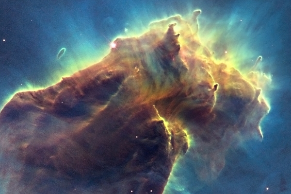 High-resolution detail of the topmost "pillar." Credit: NASA, ESA, and the Hubble Heritage Team (STScI/AURA).