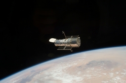 Hubble seen from STS-125 in May 2009 (NASA)