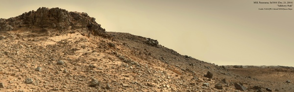 Mosaic of Mastcam images acquired by Curiosity on Dec. 21, 2014