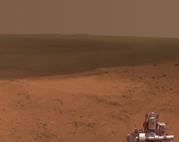 A view captured by NASA's Opportunity rover from the rim of Endeavour crater on Jan. 6, 2015 (NASA/JPL-Caltech/Cornell Univ./Arizona State University)