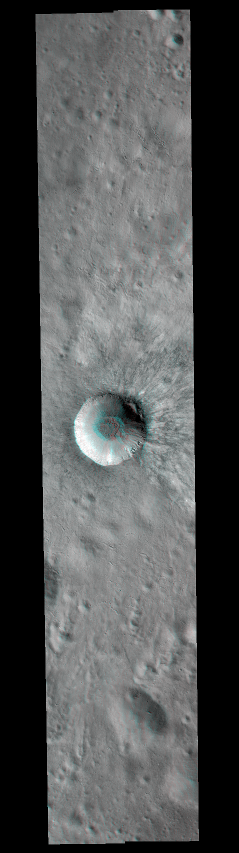 3D anaglyph of Hell Q crater (NASA/GSFC/Arizona State University)