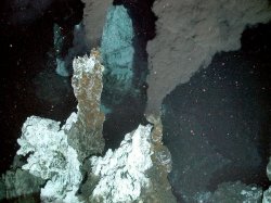A deep-sea hydrothermal vent. Credit NERC/NSF Chesso consortium.