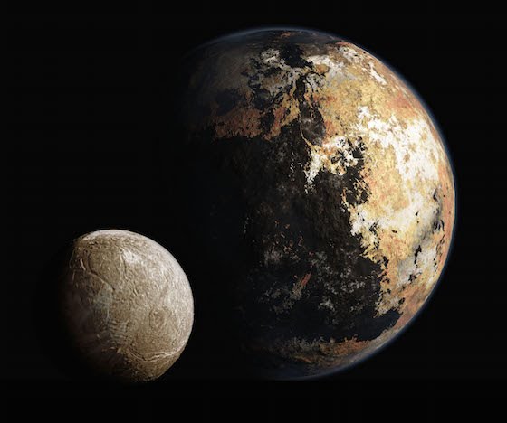 Artist's impression of Pluto and Charon's surfaces (via SETI and Mark Showalter)