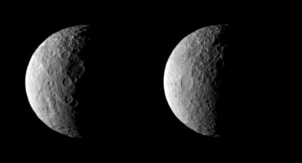 Images of dwarf planet Ceres taken from about 25,000 miles (40,000 km) on Feb. 25, 2015. 