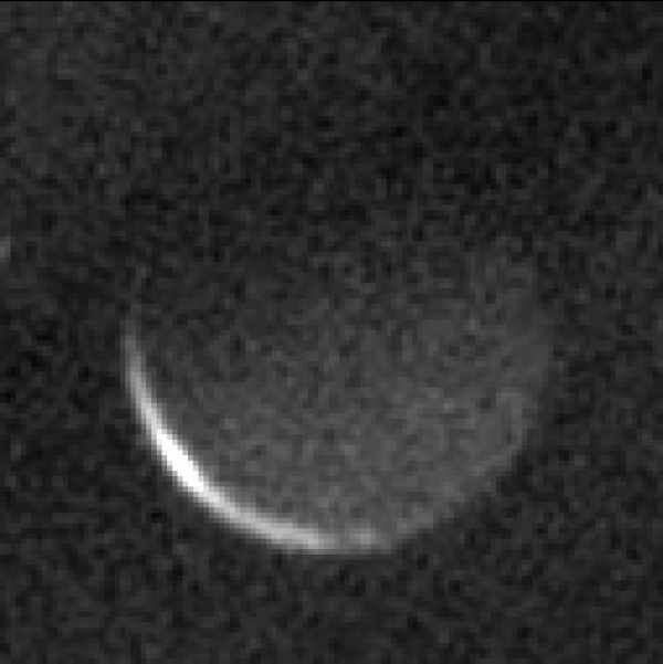 A crescent Charon imaged by New Horizons on July 17, 2015. (NASA/JHUAPL/SwRI)