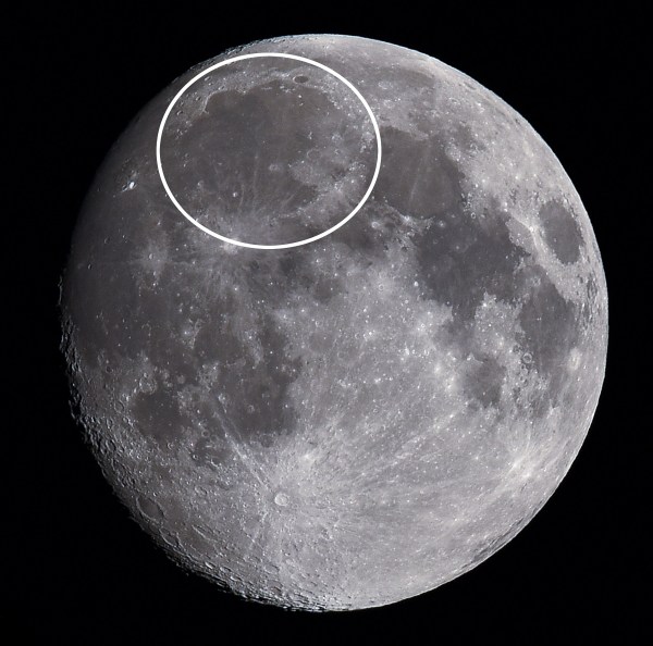 Mare Imbrium, one of the large dark basalt "seas" on the Moon's near side. (Photo: J. Major)