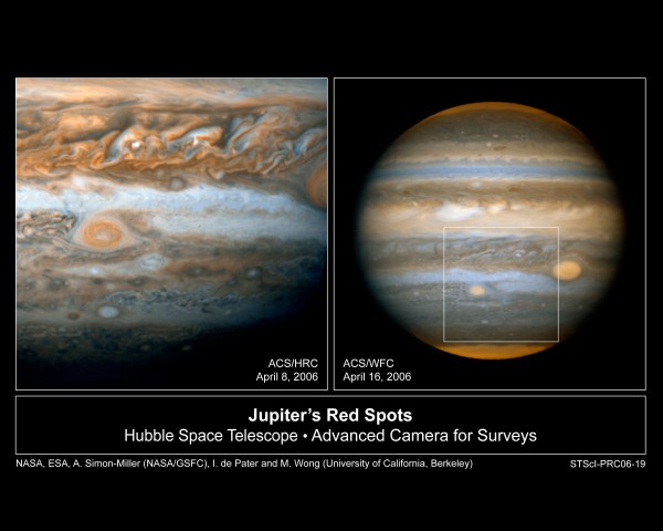 Hubble images of Jupiter and Oval BA. Credit: NASA, ESA, A. Simon-Miller (NASA/GSFC), and I. de Pater (University of California Berkeley)
