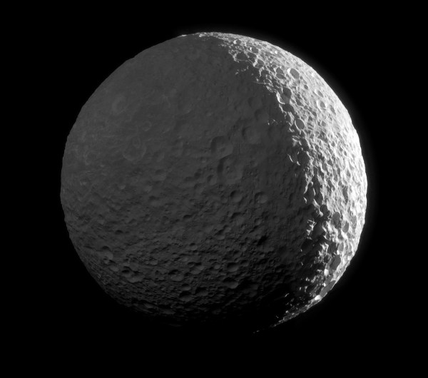 Composite image of Mimas made from raw Cassini images acquired on Jan. 30, 2017. (NASA/JPL-Caltech/SSI/J. Major)