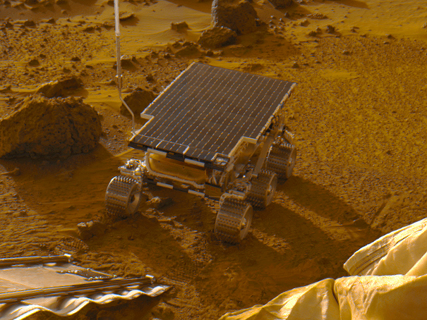 The Sojourner rover on Mars after deployment on July 5, 1997. (NASA/JPL-Caltech)